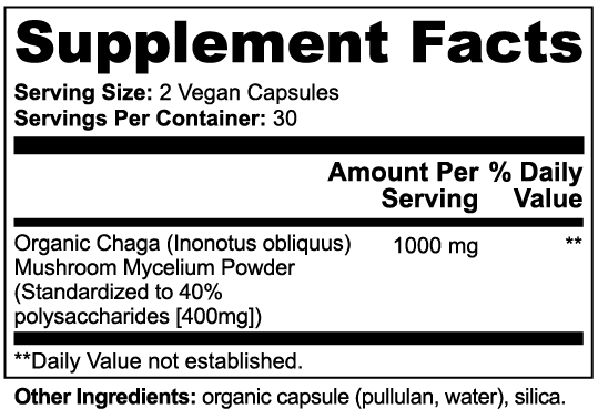 Organic Chaga Mushroom, 60 ct.