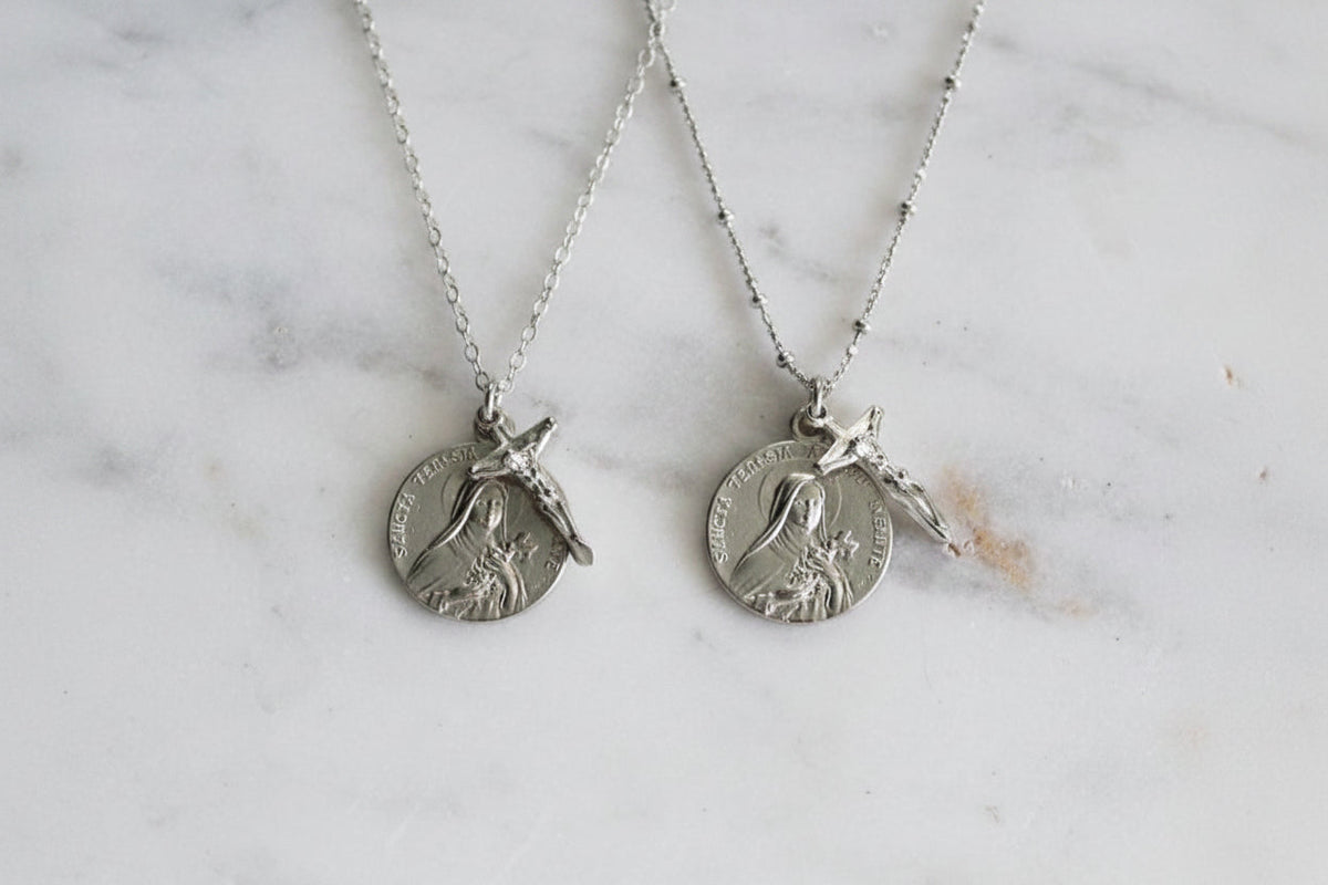 St. Therese of Lisieux & Crucifix | Sterling Silver