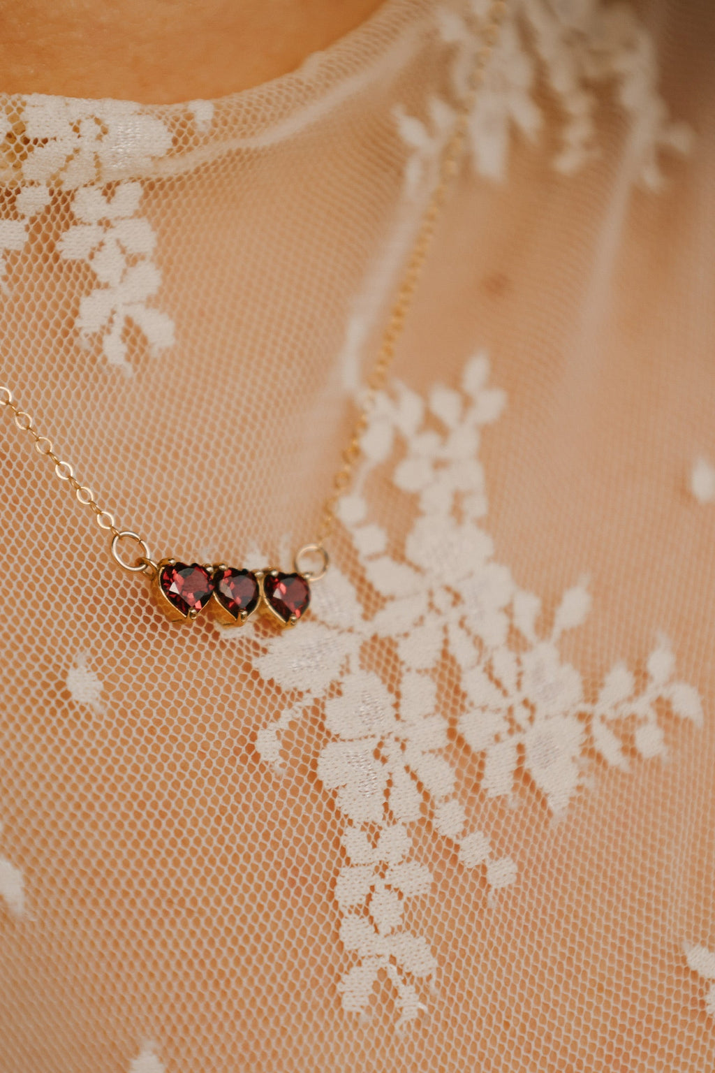 Garnet Holy Family Hearts® | Vermeil