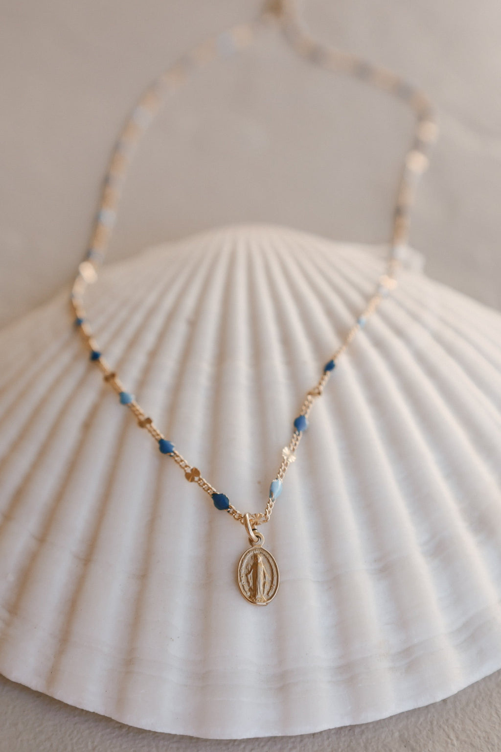 Celestial Blue Miraculous Medal Necklace