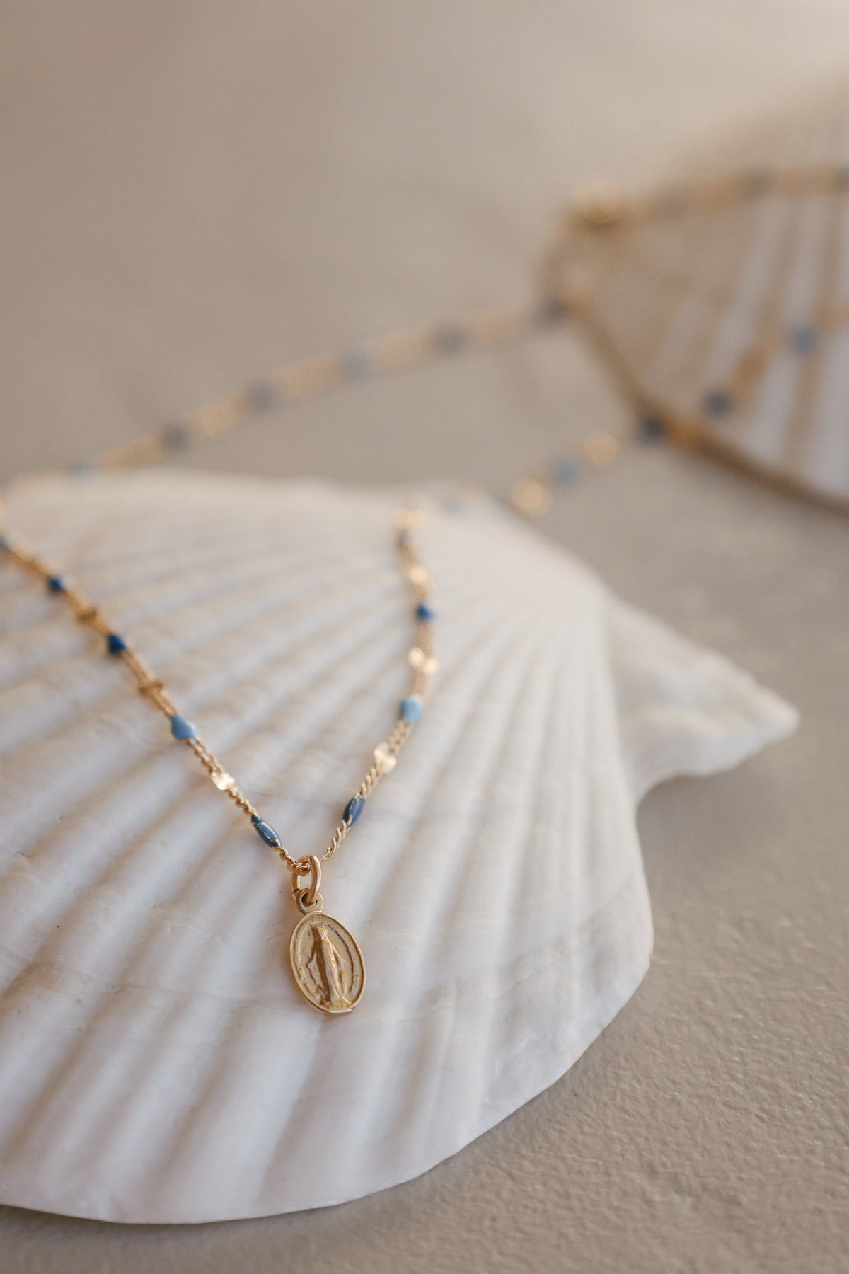 Celestial Blue Miraculous Medal Necklace