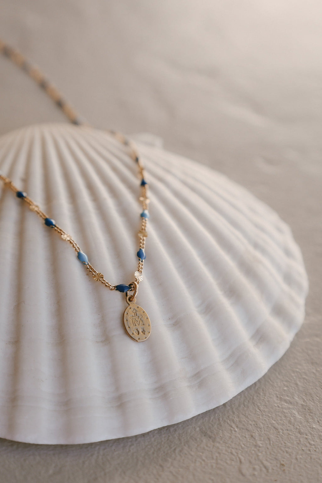 Celestial Blue Miraculous Medal Necklace