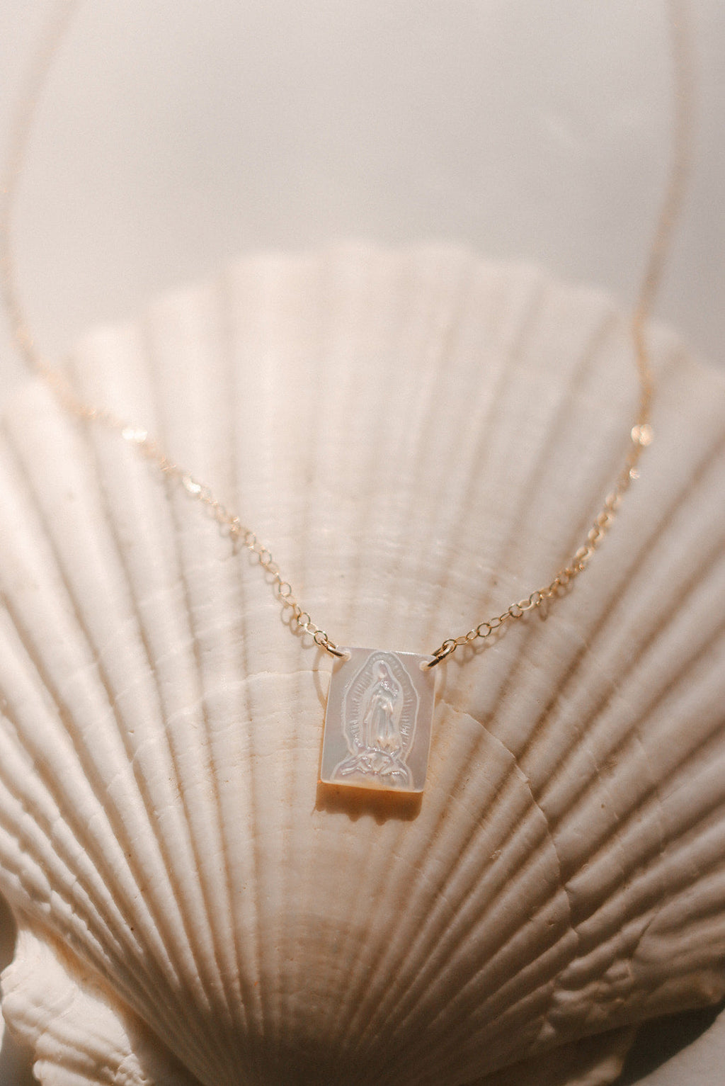 Mother of Pearl Guadalupe Necklace
