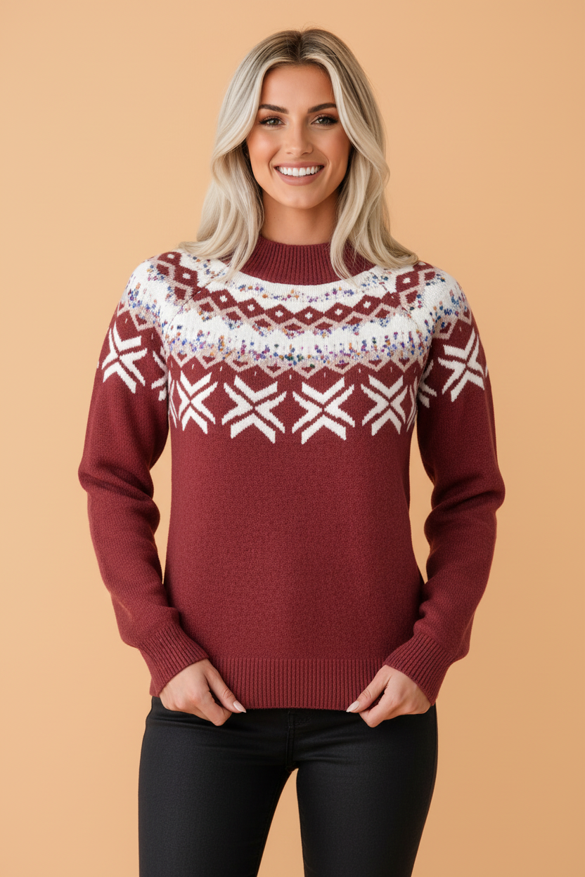 Christmas Geometric Fair Isle Raglan Sweater