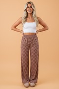 Polka Elastic Waist Wide Leg Pants