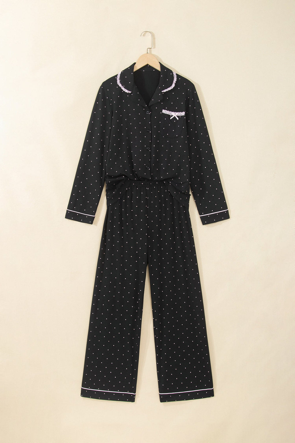 Polka Dot Long Sleeve Shirt & Pants Pajama Set