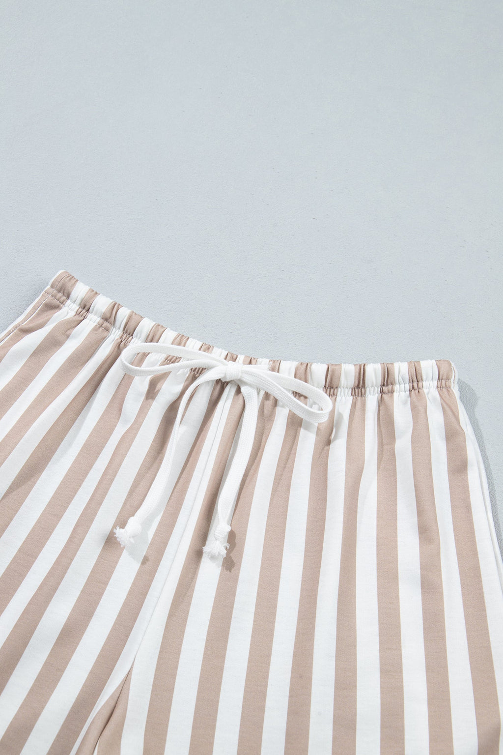 Stripe Colorblock Polo Top & Drawstring Shorts Set