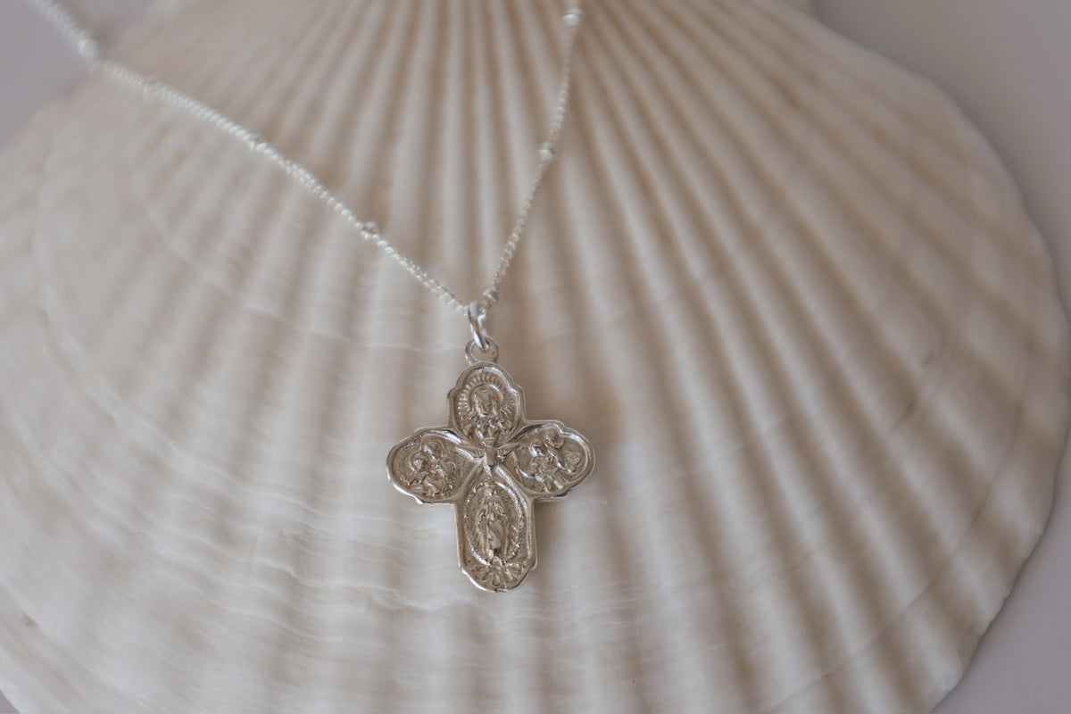 Four Way Cross Necklace in Silver